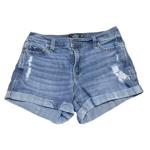 Hollister Mid-Rise Demin Roll Cuff Shorts 3 inch inseam Size 29